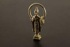 Gold Plated Brass Buddhist Pendant Necklace with Blessing Aura Verdana Buddha Talisman, Spiritual Charm for Enlightenment