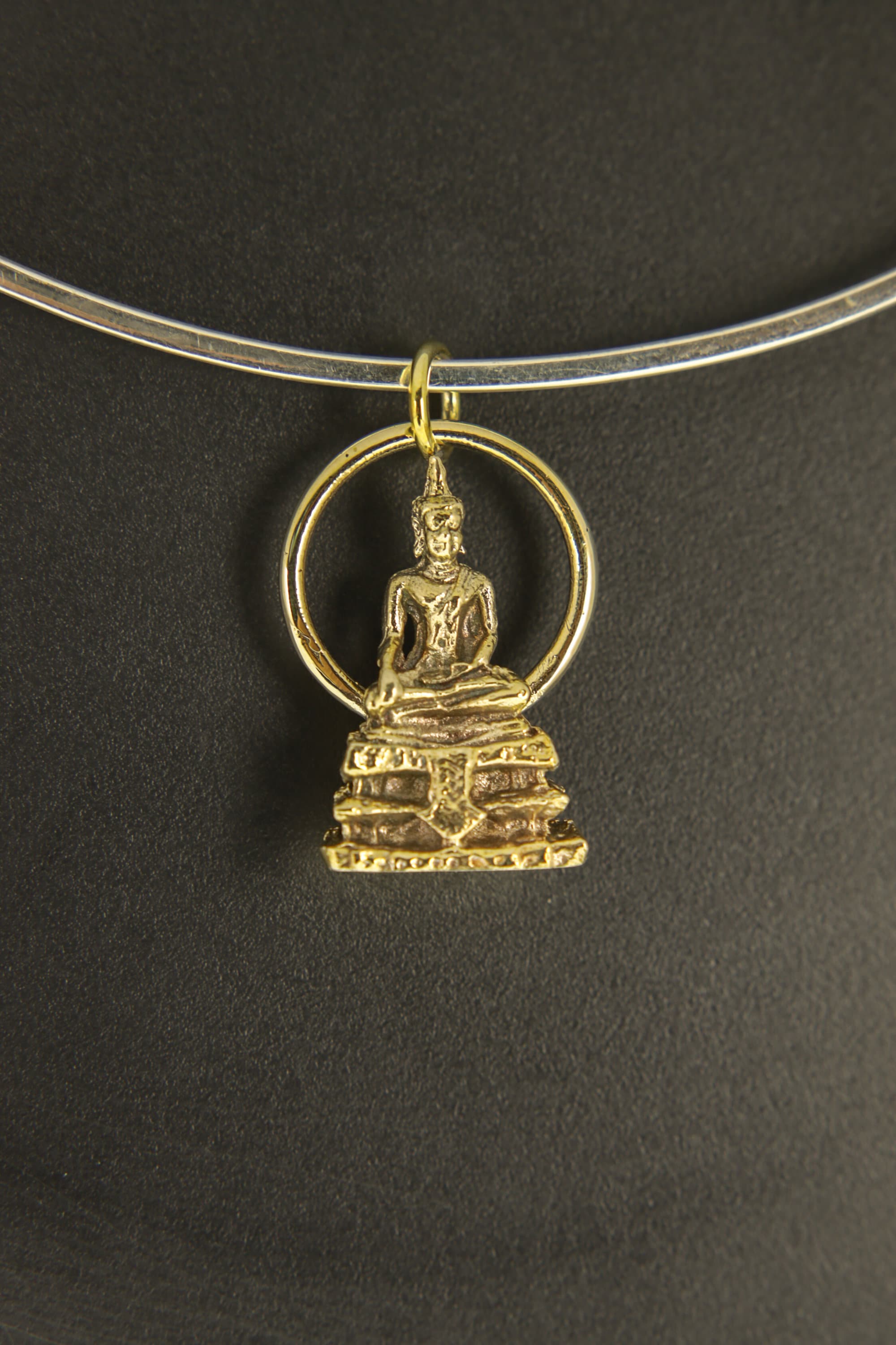 Gold Plated Brass Buddhist Pendant Necklace with Zenith Aureate Bodhi Talisman, Elegant Charm Symbolizing Wisdom and Serenity