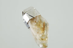 Natural Phantom Citrine Quartz Point Stack Pendant,Organic Textured 925 Sterling Silver,Solar Plexus Chakra, Leo Zodiac, Unique Gift - NO/01