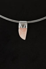 Gemmy Rhodochrosite Tooth Cabochon Stack Pendant, Organic Textured Sterling Silver, Heart Chakra, Scorpio, Emotional Healing, Unique Gift