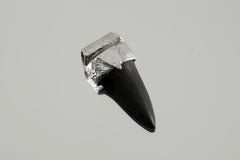 Small Megalodon Fossil Tooth - Stack Pendant - Organic Textured 925 Sterling Silver - Crystal Necklace - NO/01