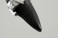 Small Megalodon Fossil Tooth Stack Pendant, Organic Textured 925 Sterling Silver, Root Chakra, Scorpio Zodiac, Ancient Protection - NO/01