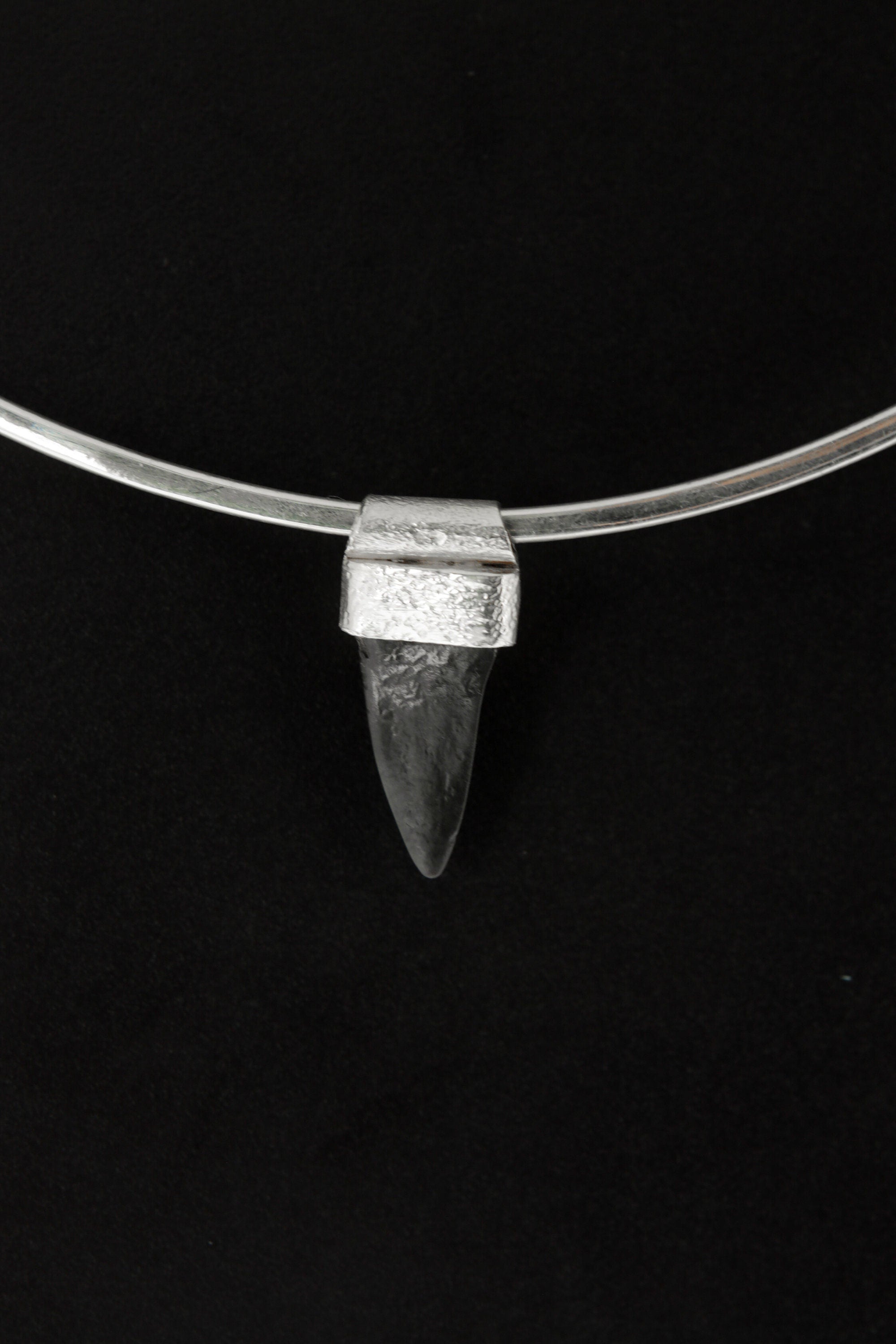 Small Megalodon Fossil Tooth Stack Pendant, Organic Textured 925 Sterling Silver, Root Chakra, Scorpio Zodiac, Ancient Protection - NO/01