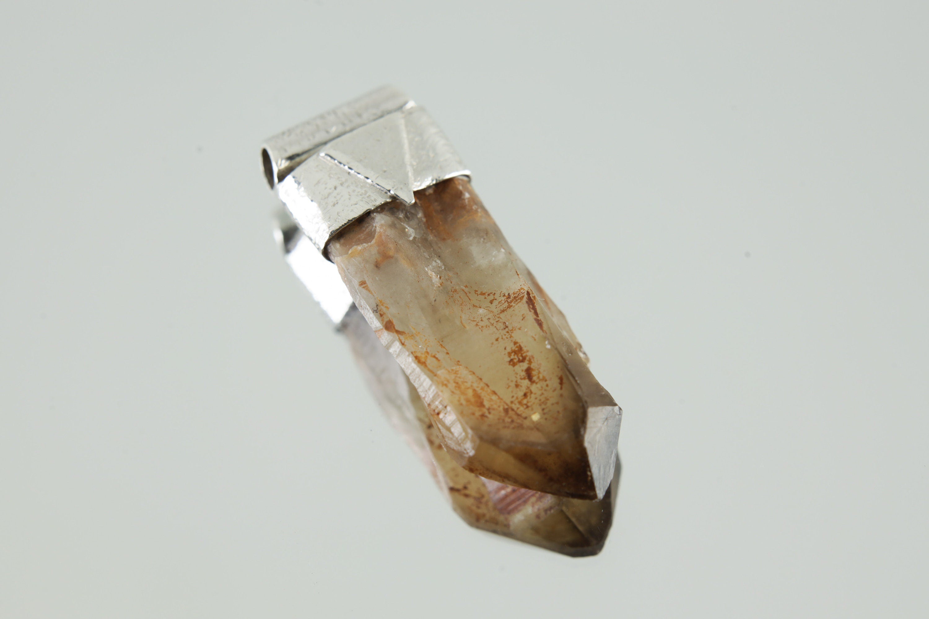 Australian Lithium Citrine Quartz Point Stack Pendant, Organic Textured 925 Sterling Silver, Solar Plexus Chakra, Sagittarius, Unique Gift