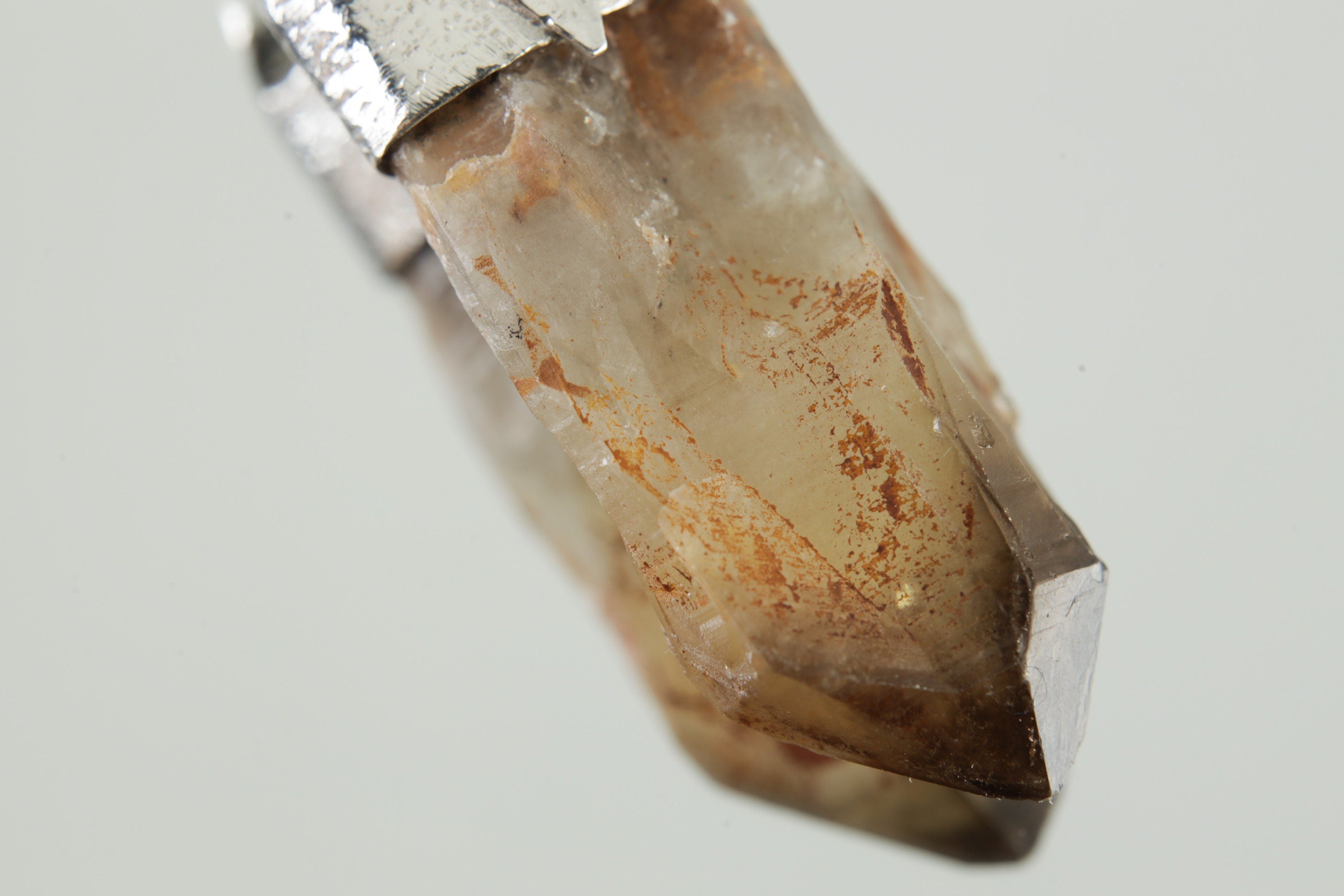 Australian Lithium Citrine Quartz Point - Stack Pendant - Organic Textured 925 Sterling Silver - Crystal Necklace