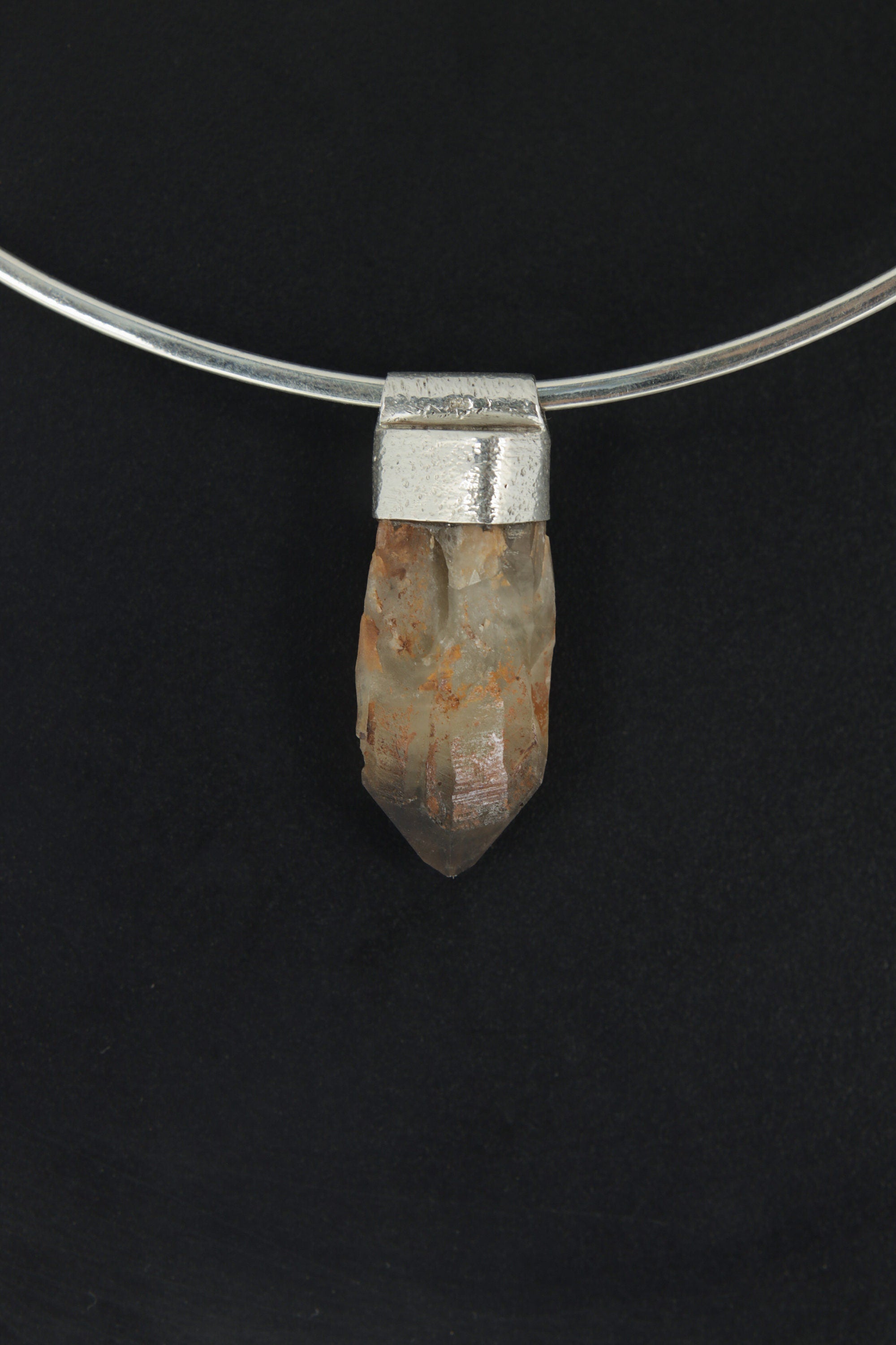 Australian Lithium Citrine Quartz Point Stack Pendant, Organic Textured 925 Sterling Silver, Solar Plexus Chakra, Sagittarius, Unique Gift