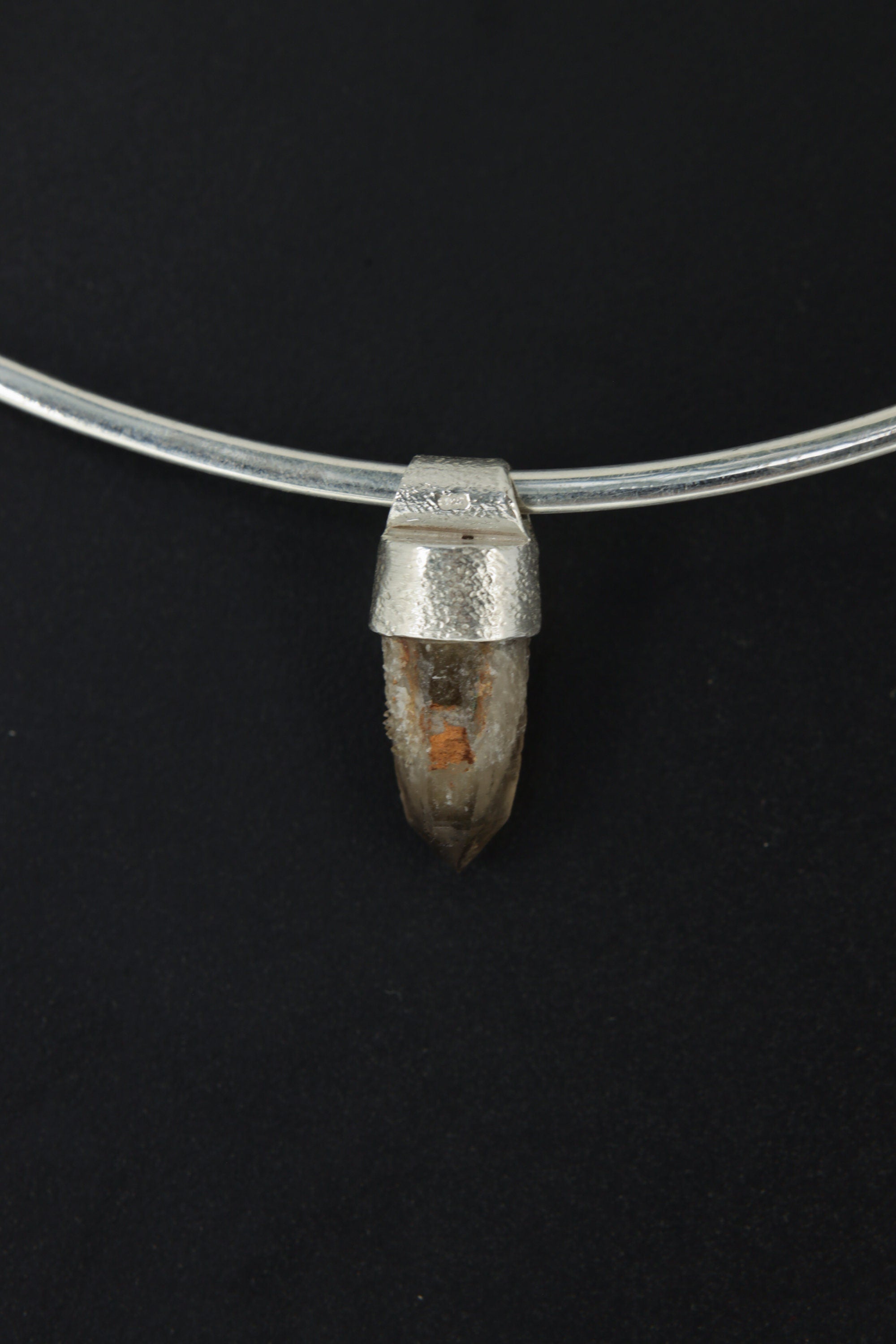 Small Torrington Cathedral Phantom Laser Citrine Quartz Point Stack Pendant, Organic Textured 925 Sterling Silver, Unique Gift