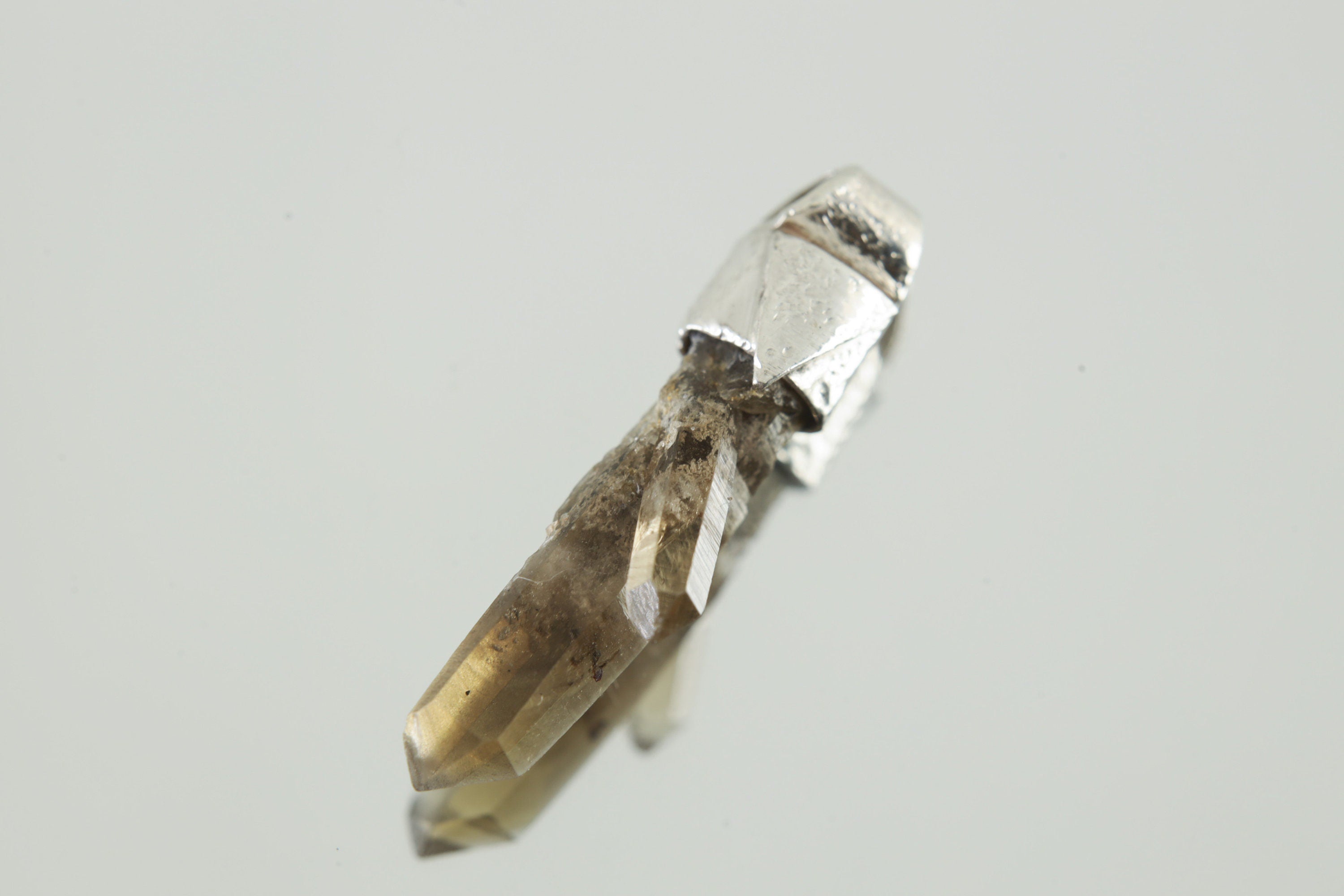 Torrington Cathedral Twin Phantom Laser Citrine Quartz Point Stack Pendant, Organic Textured Sterling Silver,Solar Plexus Chakra,Unique Gift