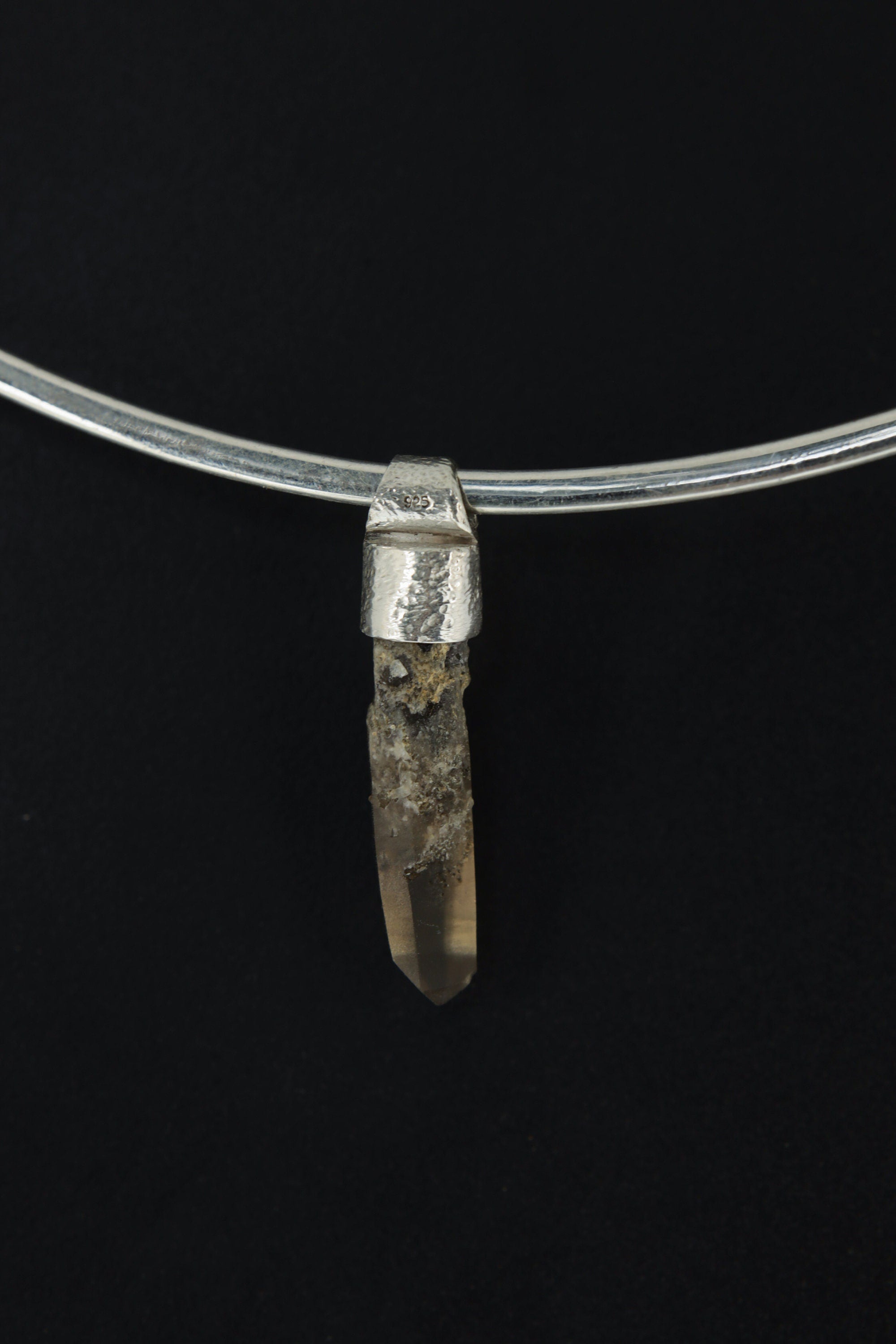 Torrington Cathedral Twin Phantom Laser Citrine Quartz Point Stack Pendant, Organic Textured Sterling Silver,Solar Plexus Chakra,Unique Gift