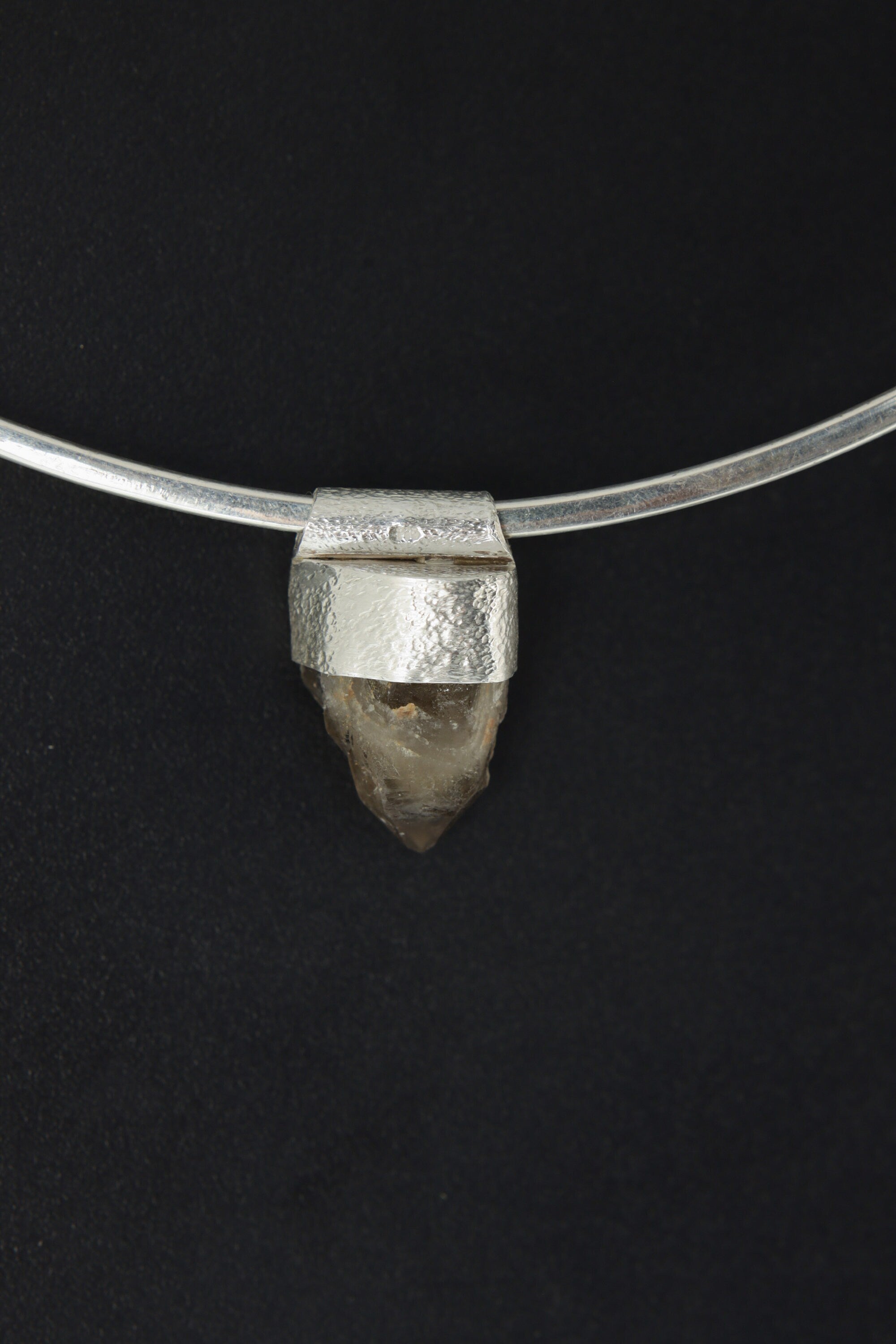 Torrington Twin Lemurian Citrine Point - Stack Pendant - Organic Textured 925 Sterling Silver - Crystal Necklace