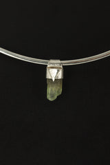 Tiny Double Terminated Phantom Hedenbergite Quartz Point Stack Pendant, Organic Textured Sterling Silver, Root Chakra, Scorpio, Unique Gift