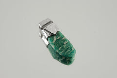 Rough Cut Amazonite - Stack Pendant - Organic Textured 925 Sterling Silver - Crystal Necklace - No/2