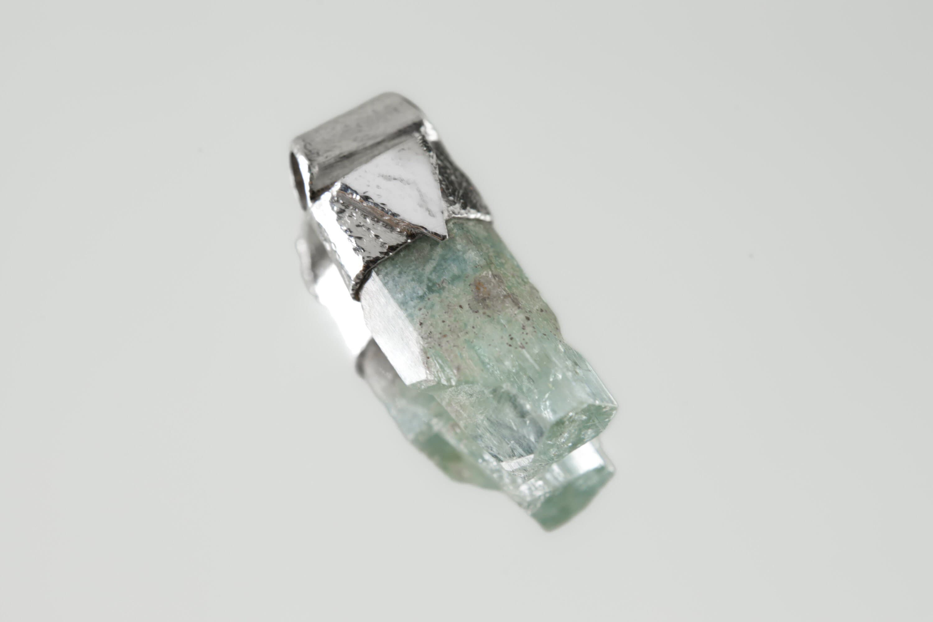 Natural Capped Gem Aquamarine Stack Pendant, Organic Textured 925 Sterling Silver, Throat Chakra, Aquarius Zodiac, Communication