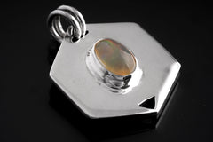 Fiery Ethiopian Opal Cabochon - Sterling Silver Pendant - High Shiny Finish