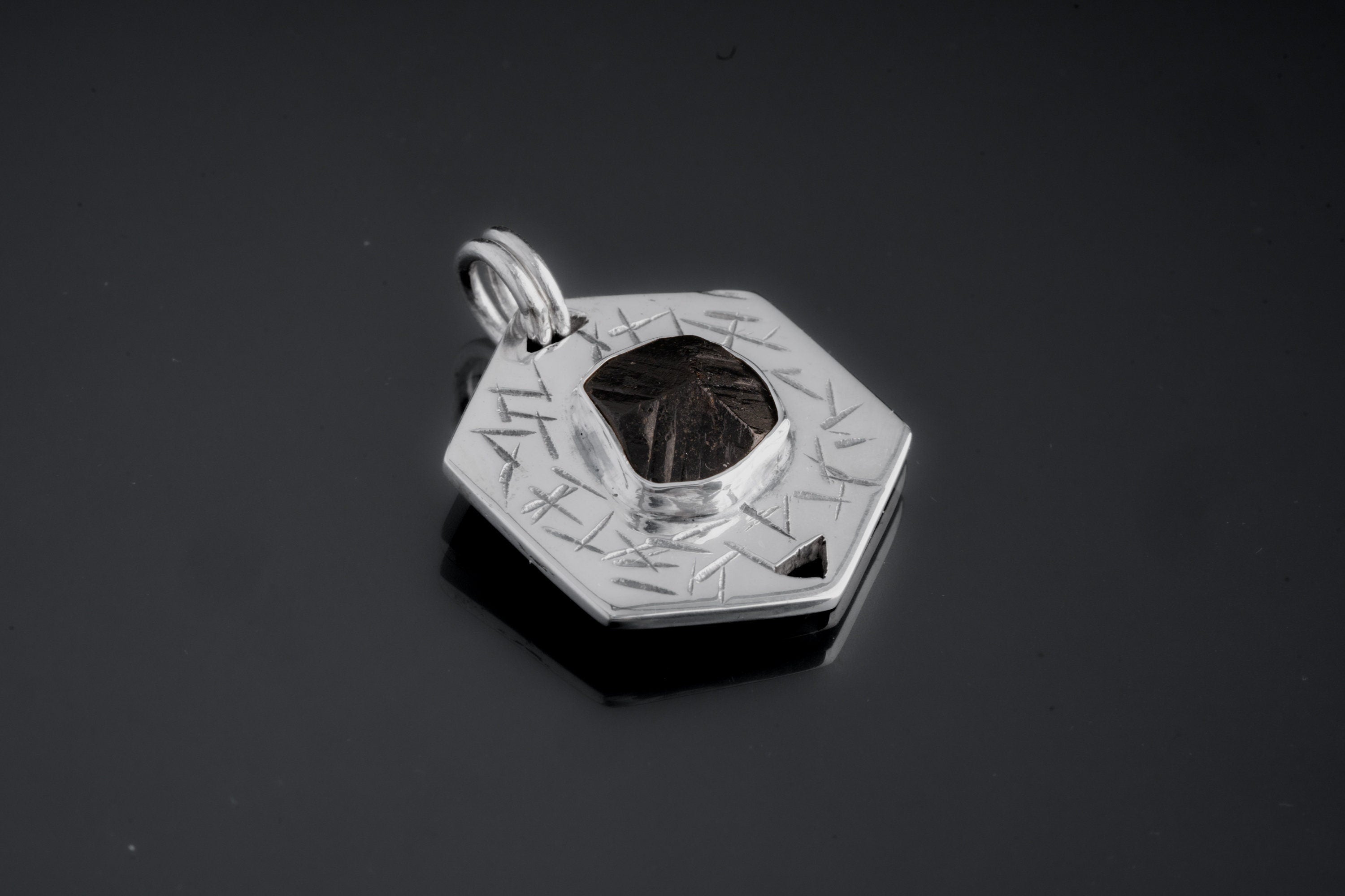 Terminated Tourmaline Cap - Sterling Silver Pendant - Shiny & Textured - Protection and Elegance