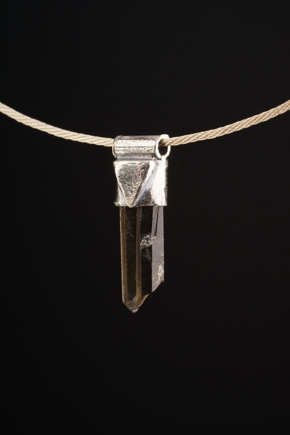 Hand Fossicked Australian Terminated Twin Smokey Quartz Point, Organic Textured 925 Sterling Silver, Stack Collection, Capricorn Zodiac