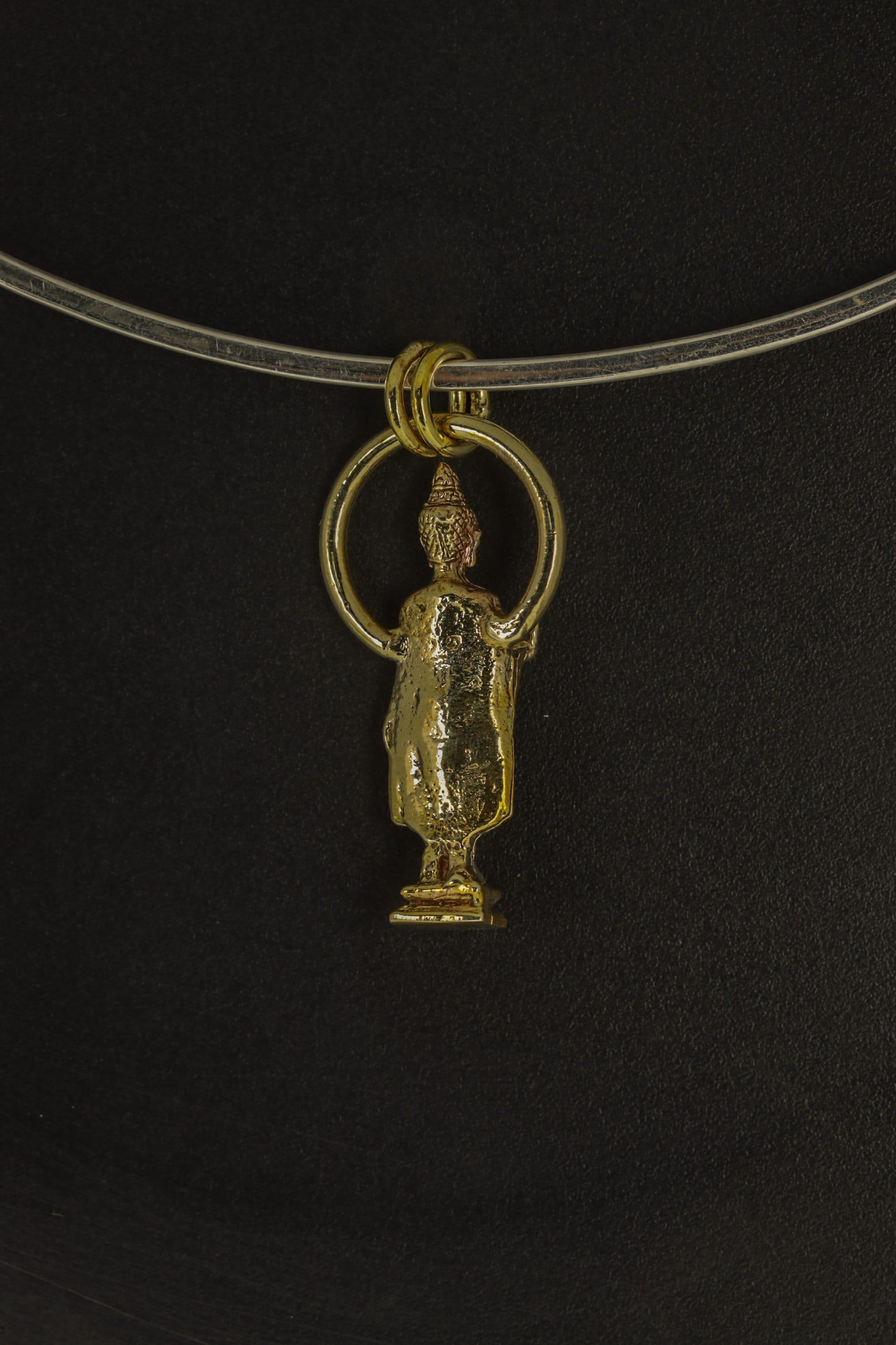 Gold Plated Brass Buddhist Pendant Necklace with Blessing Aura Verdana Buddha Talisman, Spiritual Charm for Enlightenment