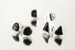 Organic Shaped Onyx Stud Earrings, Sterling Silver with Polished Finish, Freeform Earring Studs, Modern Minimalist Jewelry