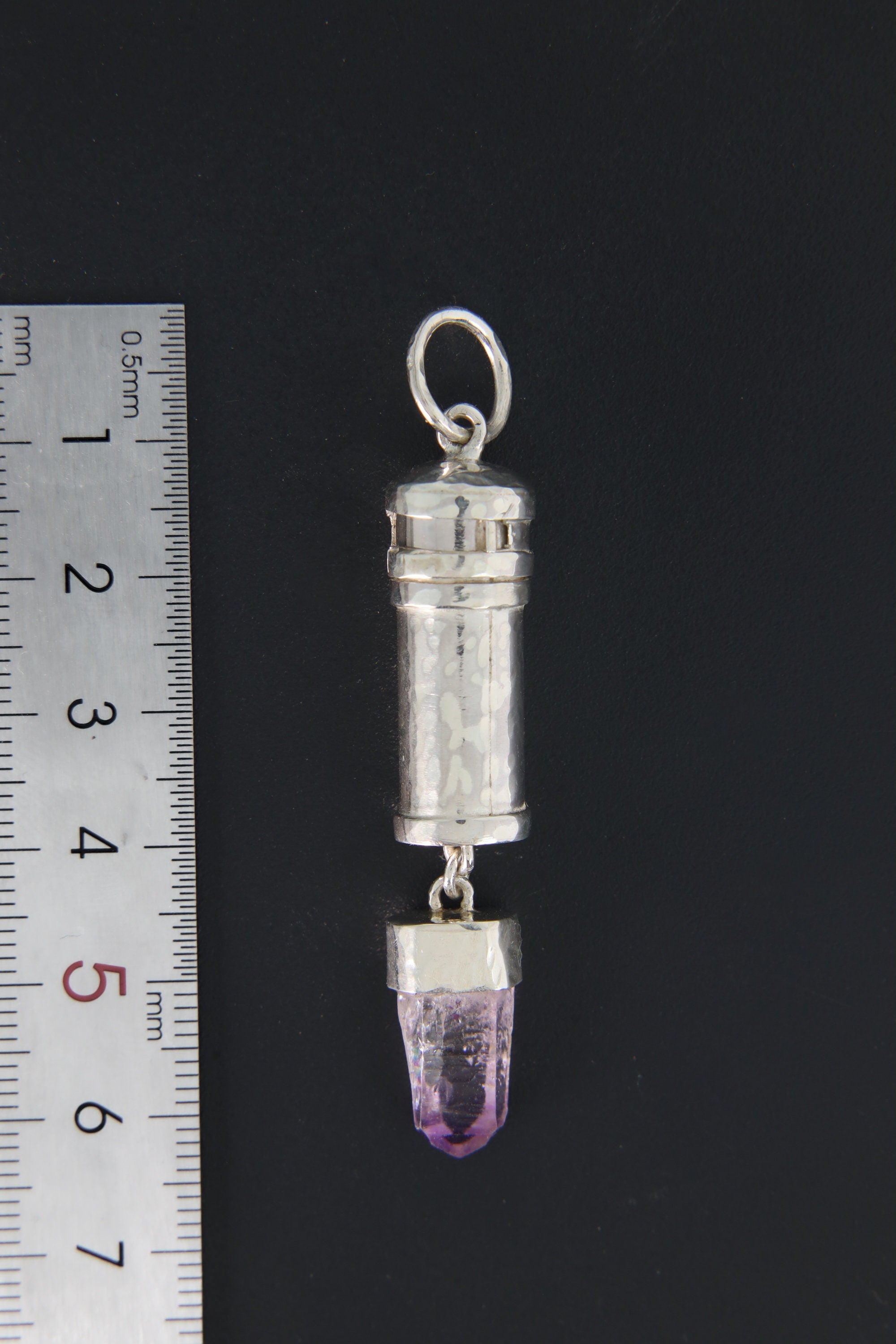 Vera Cruz Amethyst - Sizable Solid Capsule Locket - Stash Urn - Textured & Sterling Silver Pendant