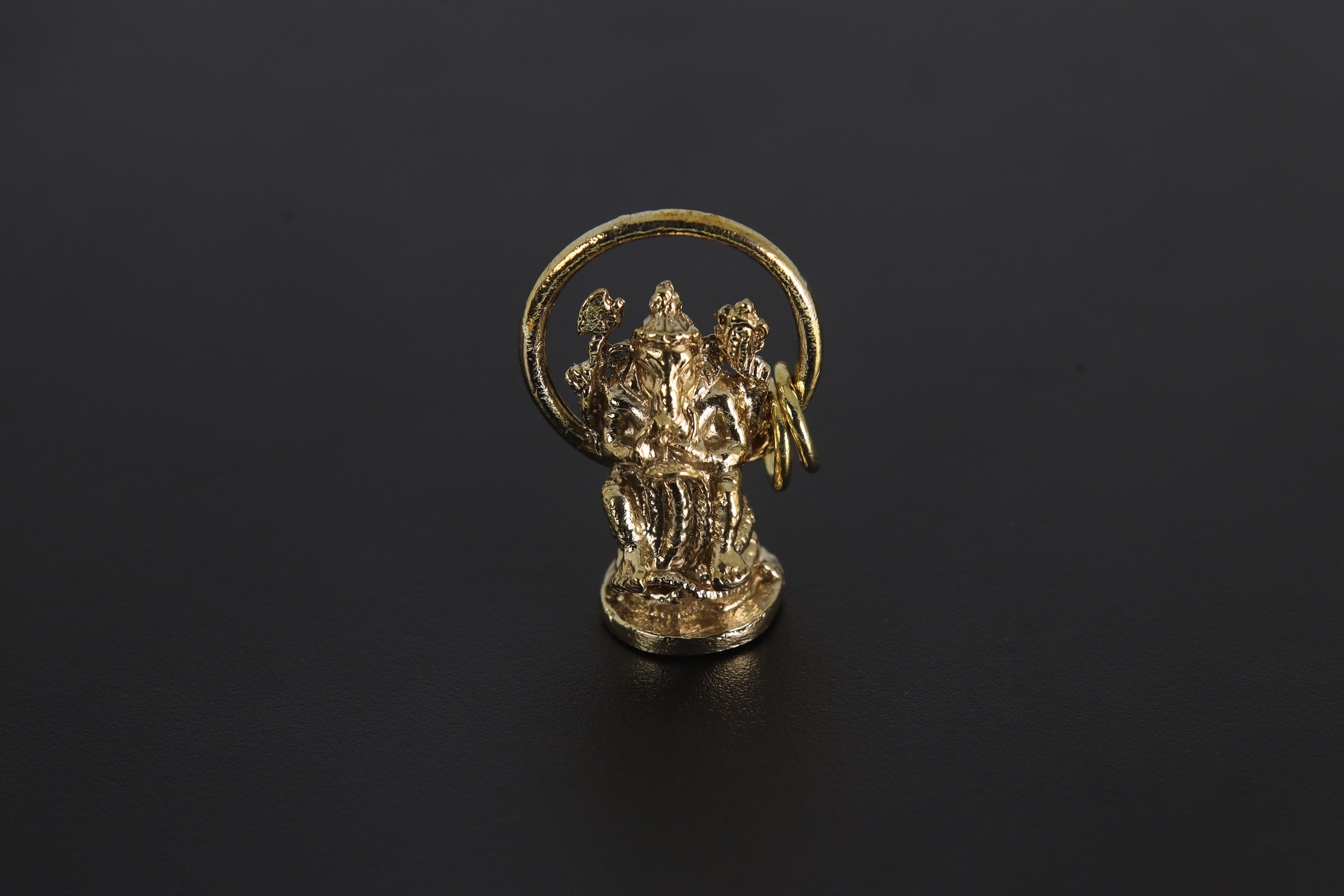 Cast Pendant with Radiant Ganesha Amulet - Gold Plated Brass Charm - Abundance & Protection, Hindu Symbolic Jewelry