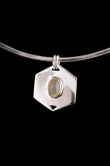 Fiery Ethiopian Opal Cabochon - Sterling Silver Pendant - High Shiny Finish