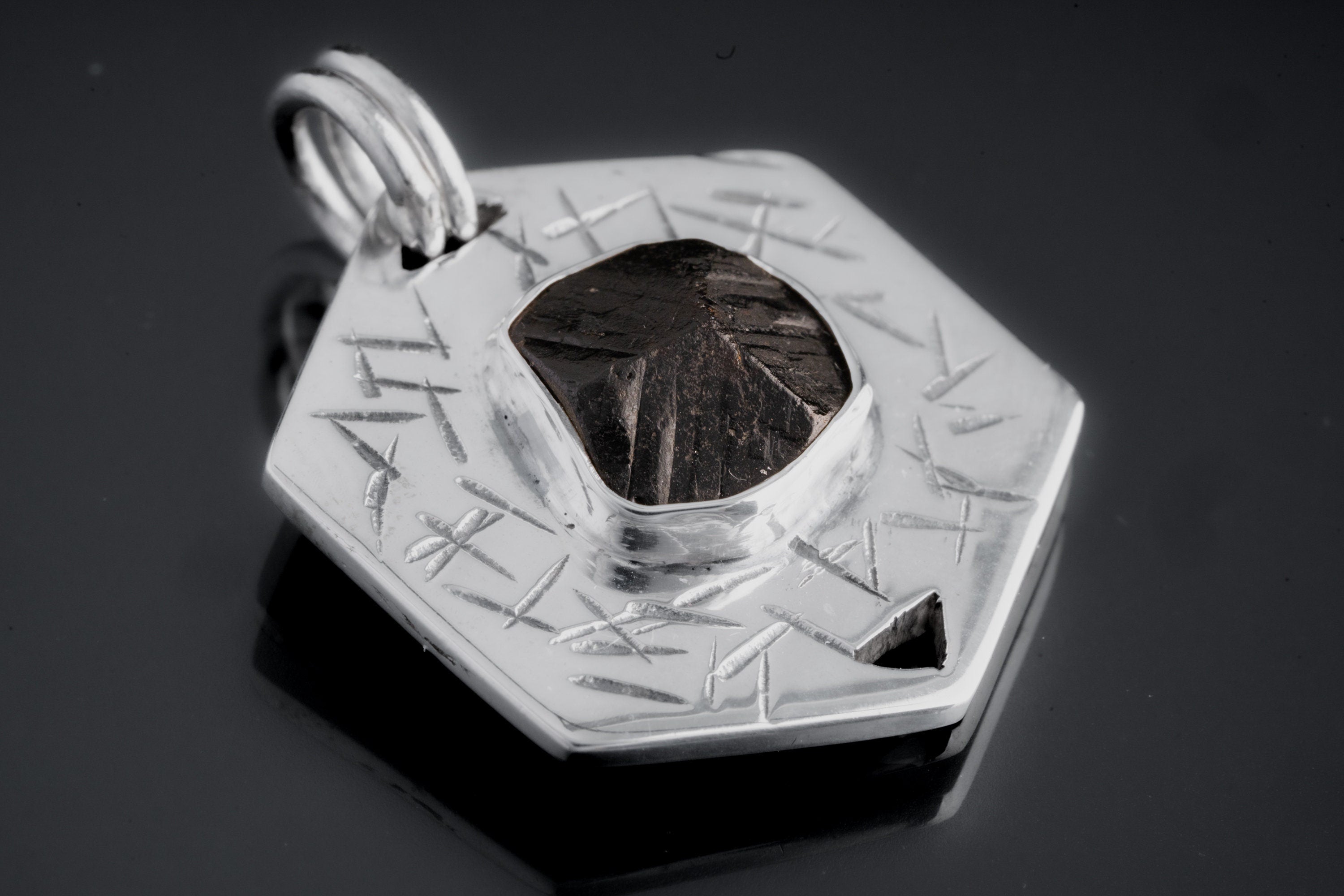 Terminated Tourmaline Cap - Sterling Silver Pendant - Shiny & Textured - Protection and Elegance