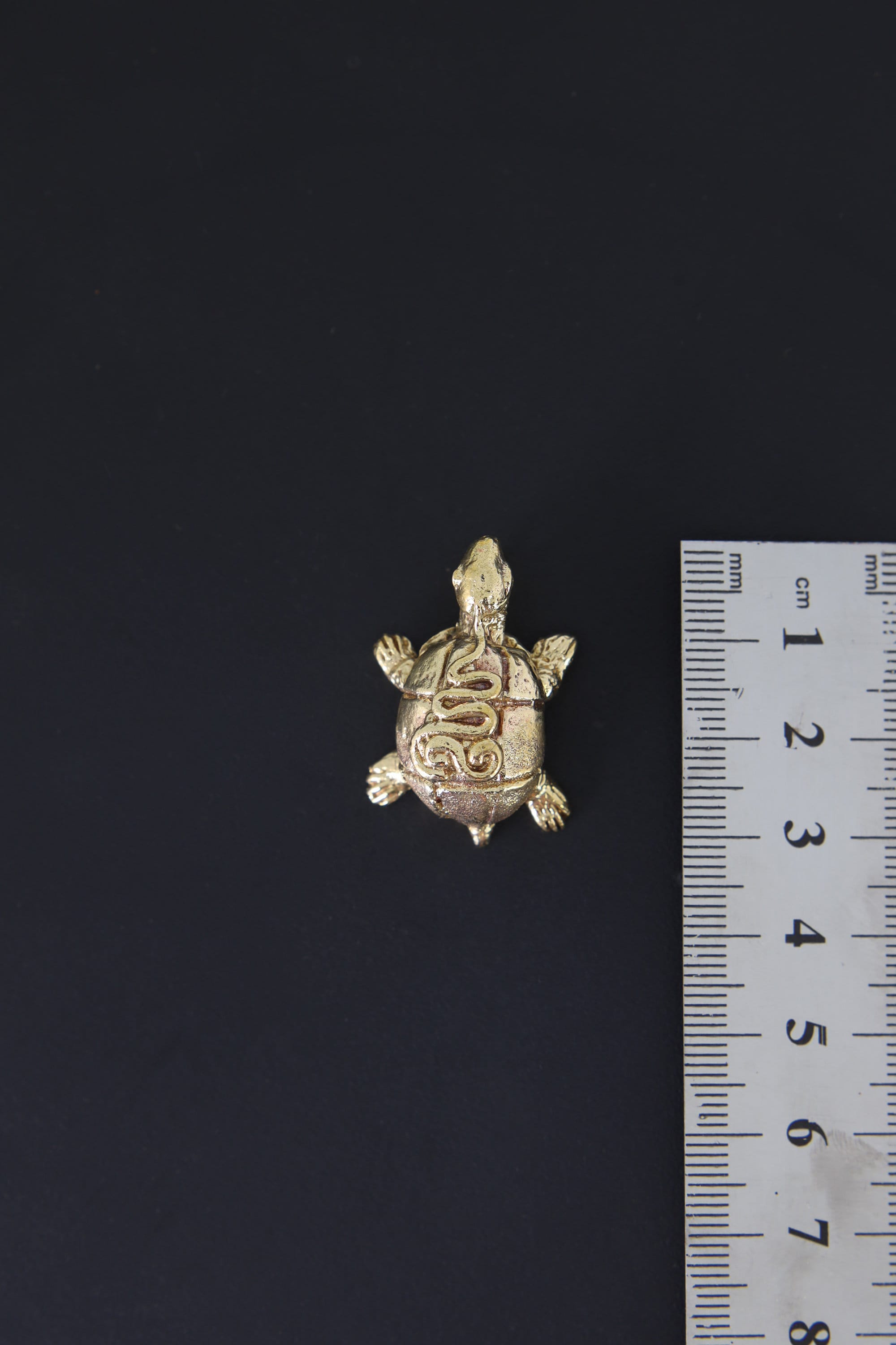 Gold Plated Brass Ancient Turtle Talisman Charm - Cast Pendant - Promotes Longevity & Protection - Mystical Animal Jewellery