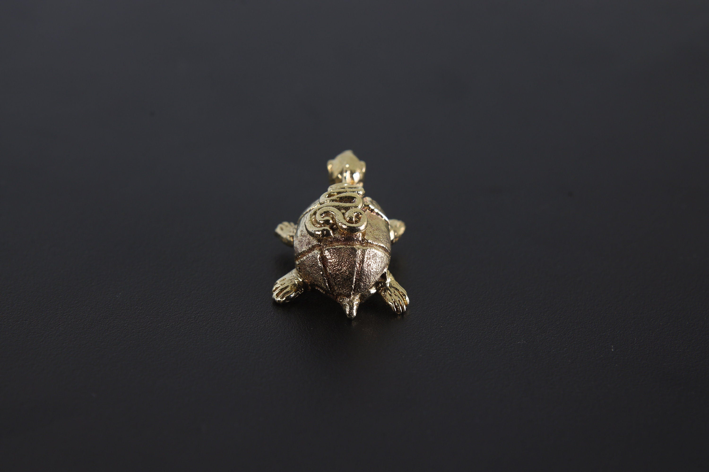 Gold Plated Brass Ancient Turtle Talisman Charm - Cast Pendant - Promotes Longevity & Protection - Mystical Animal Jewellery