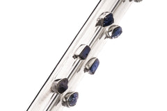 Sterling Silver Tube Pendant with Black Tourmaline and Sapphires - High Shine Finish - Powerful Protective Stone