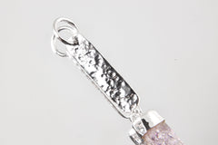 Vera Cruz Amethyst With anhydro Inclusions Pendant - Sterling Silver - Hammer Texture & Shiny Finish