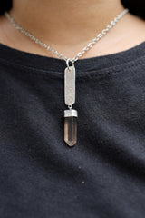 Smoky Phantom Quartz Point From Australia - Textured & Sterling Silver Pendant