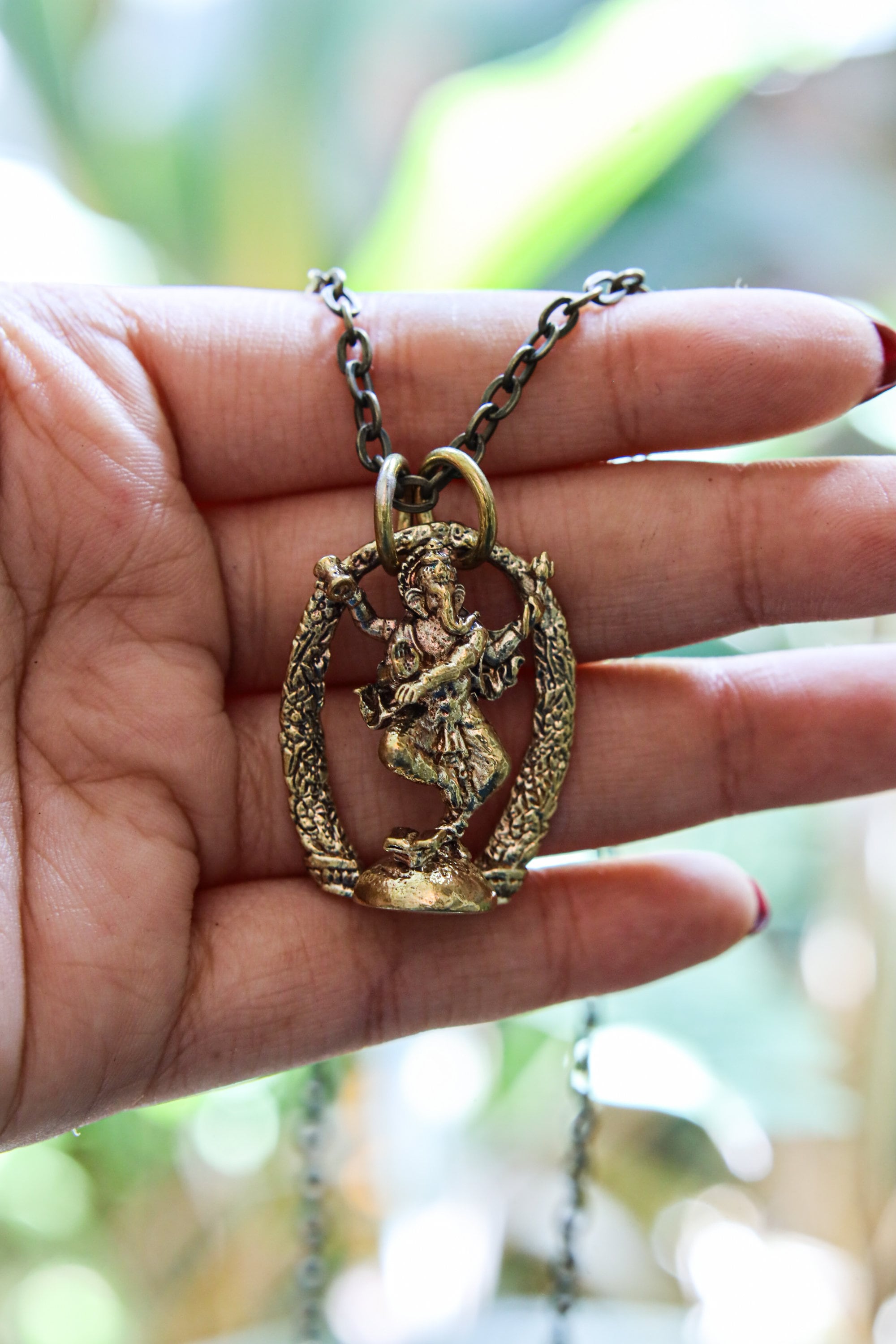 Dancing Ganesha Talisman, Gold Plated Brass Elephant Charm, Cast Pendant, Promotes Joy & Success, Unique Spiritual Hindu Jewelry