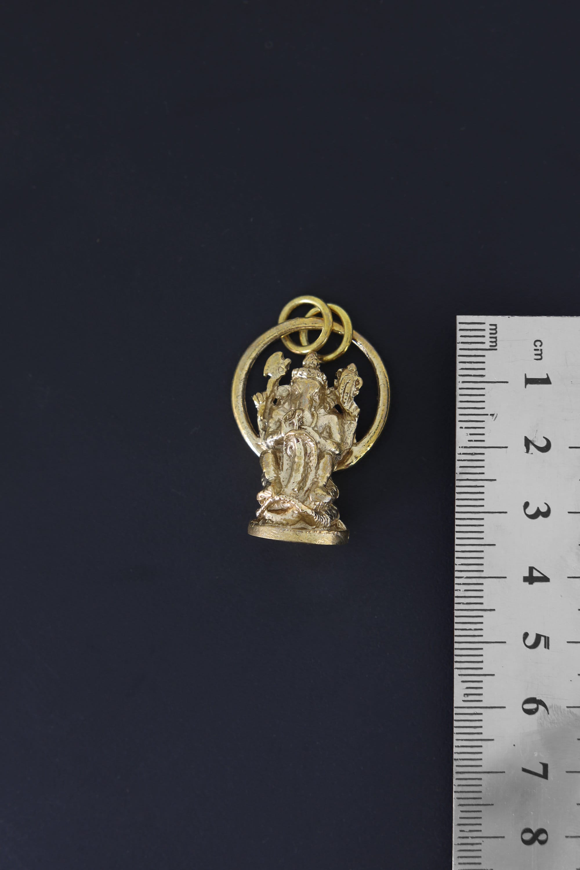 Cast Pendant with Radiant Ganesha Amulet - Gold Plated Brass Charm - Abundance & Protection, Hindu Symbolic Jewelry