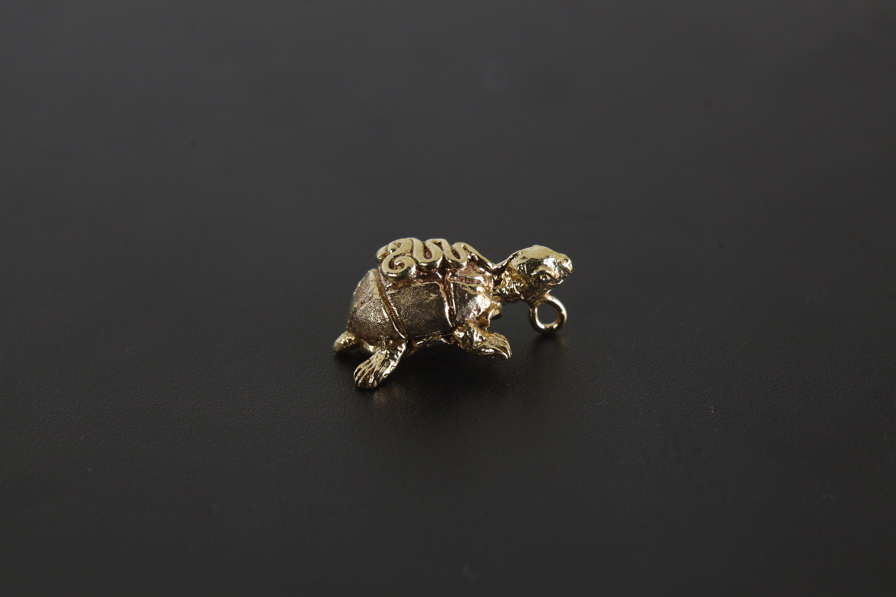 Gold Plated Brass Ancient Turtle Talisman Charm - Cast Pendant - Promotes Longevity & Protection - Mystical Animal Jewellery