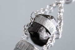 Black Tourmaline & Watermelon Tourmaline Pendant with Specialty Chain - Sterling Silver Crystal Pendant