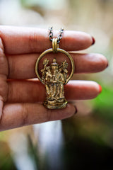 Cast Pendant with Radiant Ganesha Amulet - Gold Plated Brass Charm - Abundance & Protection, Hindu Symbolic Jewelry