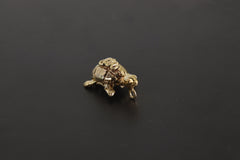 Gold Plated Brass Ancient Turtle Talisman Charm - Cast Pendant - Promotes Longevity & Protection - Mystical Animal Jewellery