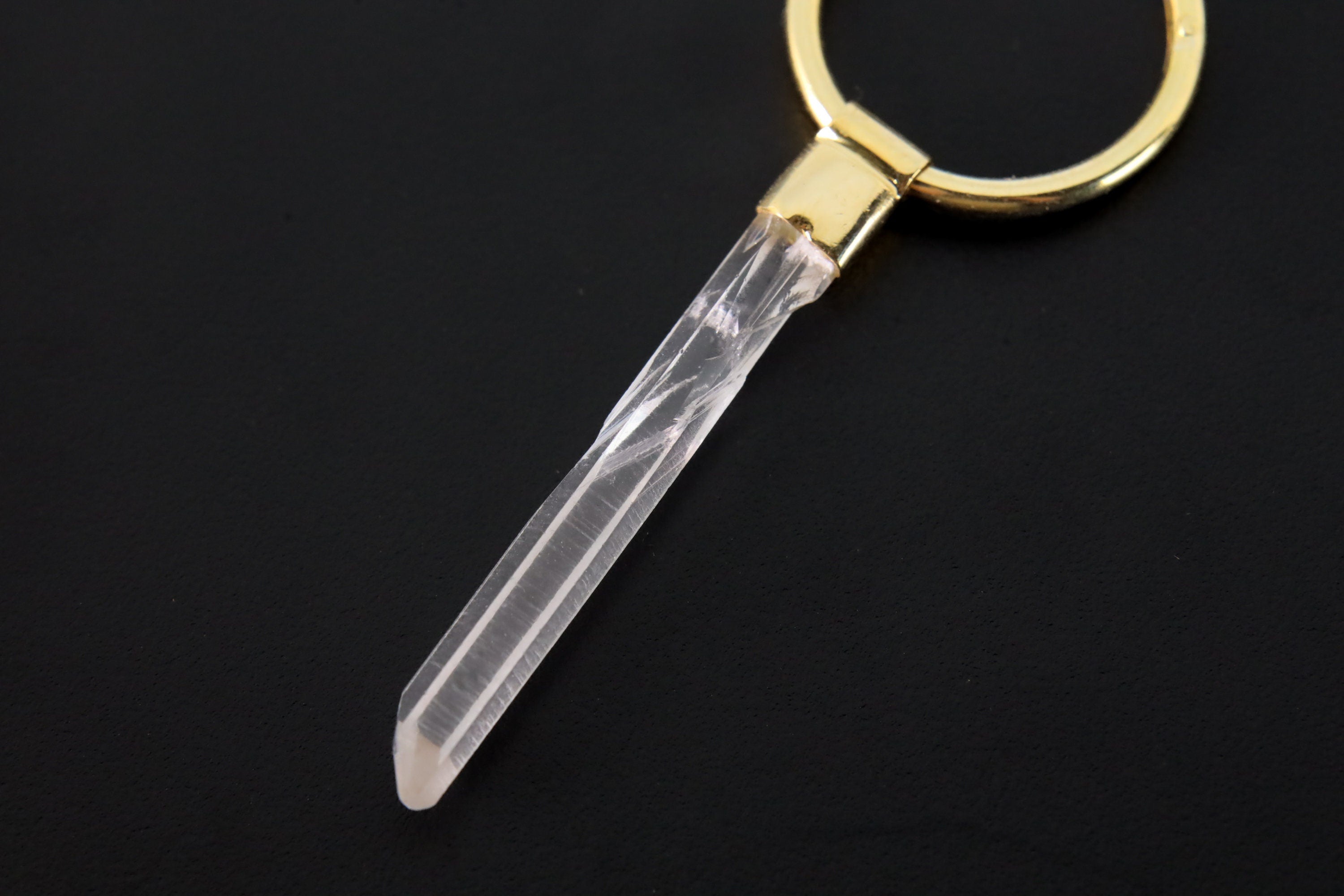 Large Australian Clear Singing Quartz Point, Gold Plated Sterling Silver, Large Dangle Hoop Crystal Earring - Healing, Chakra, Gift.