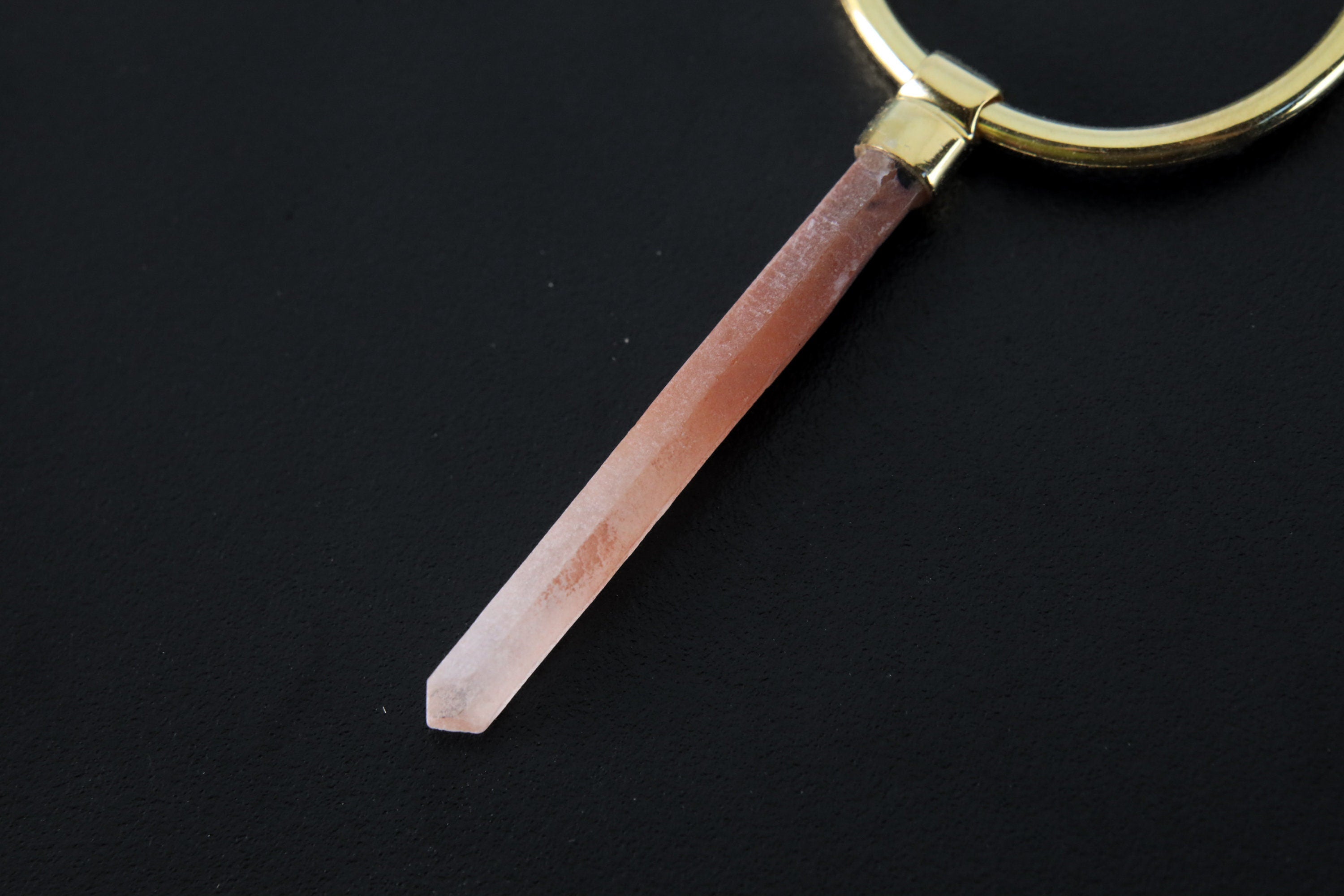 Single Piece Australian Needle Lithium Quartz Point Dangle Hoop Earring, Gold Plated Sterling Silver, Anxiety Relief, Unique Gift