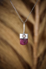 Large Chunky Natural Cambodian Hexagonal Ruby with Oval Faceted Rainbow Ethiopian Opal,Sterling Silver Pendant,Emotional Healing,Unique Gift