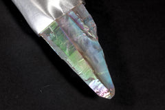 Double Terminated Lemurian Laser Opal/Angel Aura Quartz Point with Oval Shaped Gem Apatite Cabochon, Throat & Crown Chakra, Unique Gift