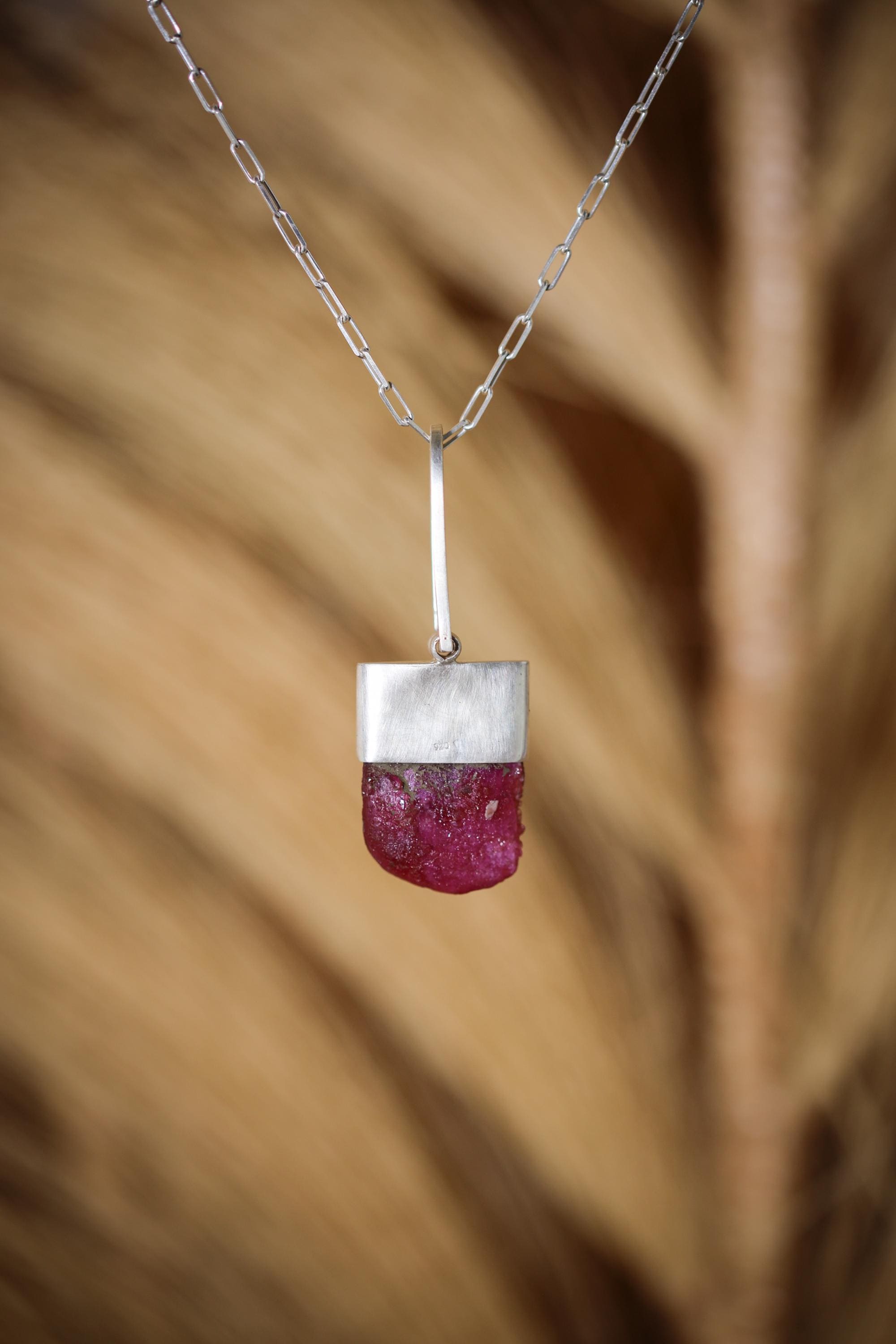 Large Chunky Natural Cambodian Hexagonal Ruby with Oval Faceted Rainbow Ethiopian Opal,Sterling Silver Pendant,Emotional Healing,Unique Gift