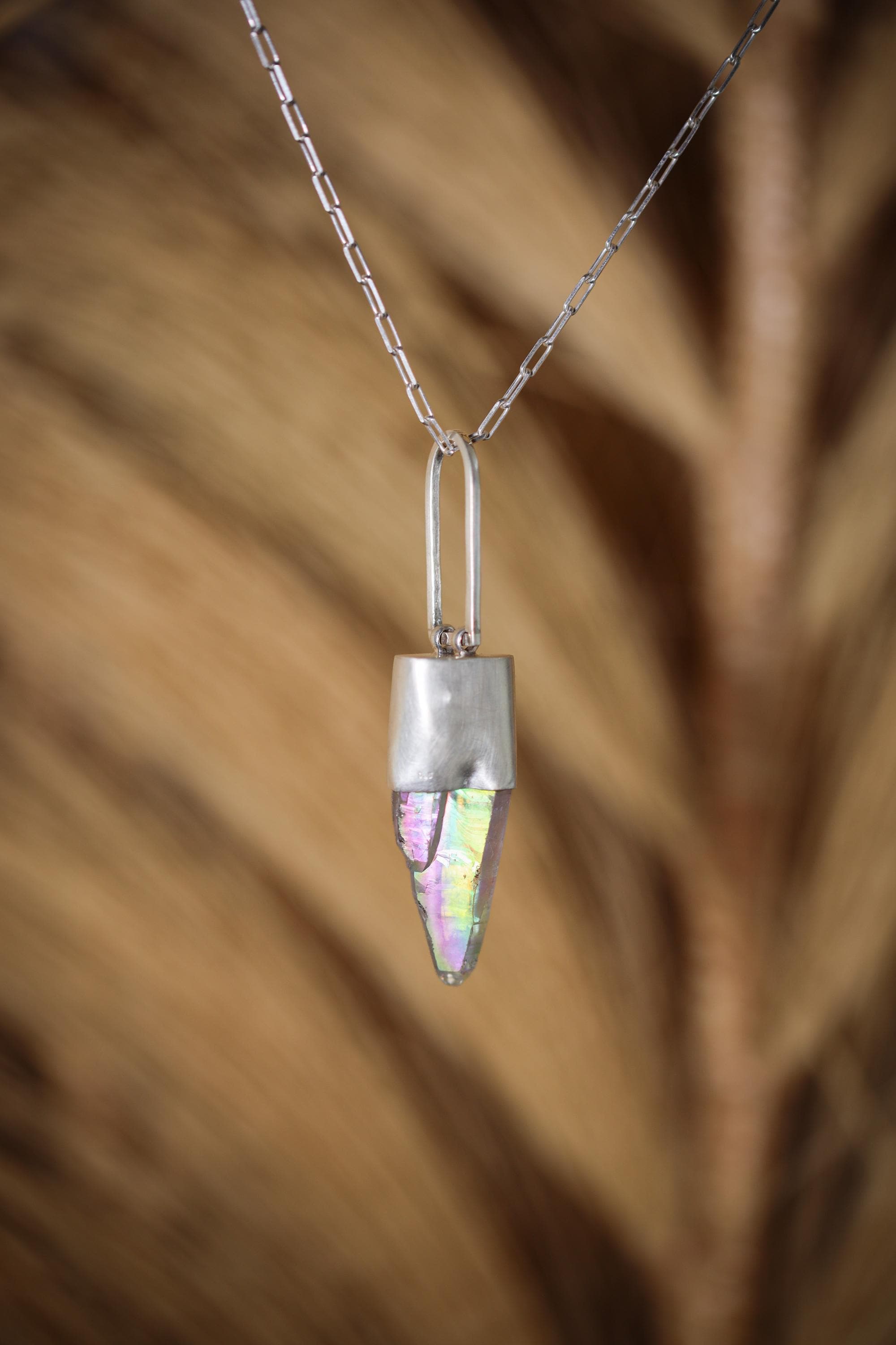 Double Terminated Lemurian Laser Opal/Angel Aura Quartz Point with Oval Shaped Gem Apatite Cabochon, Throat & Crown Chakra, Unique Gift