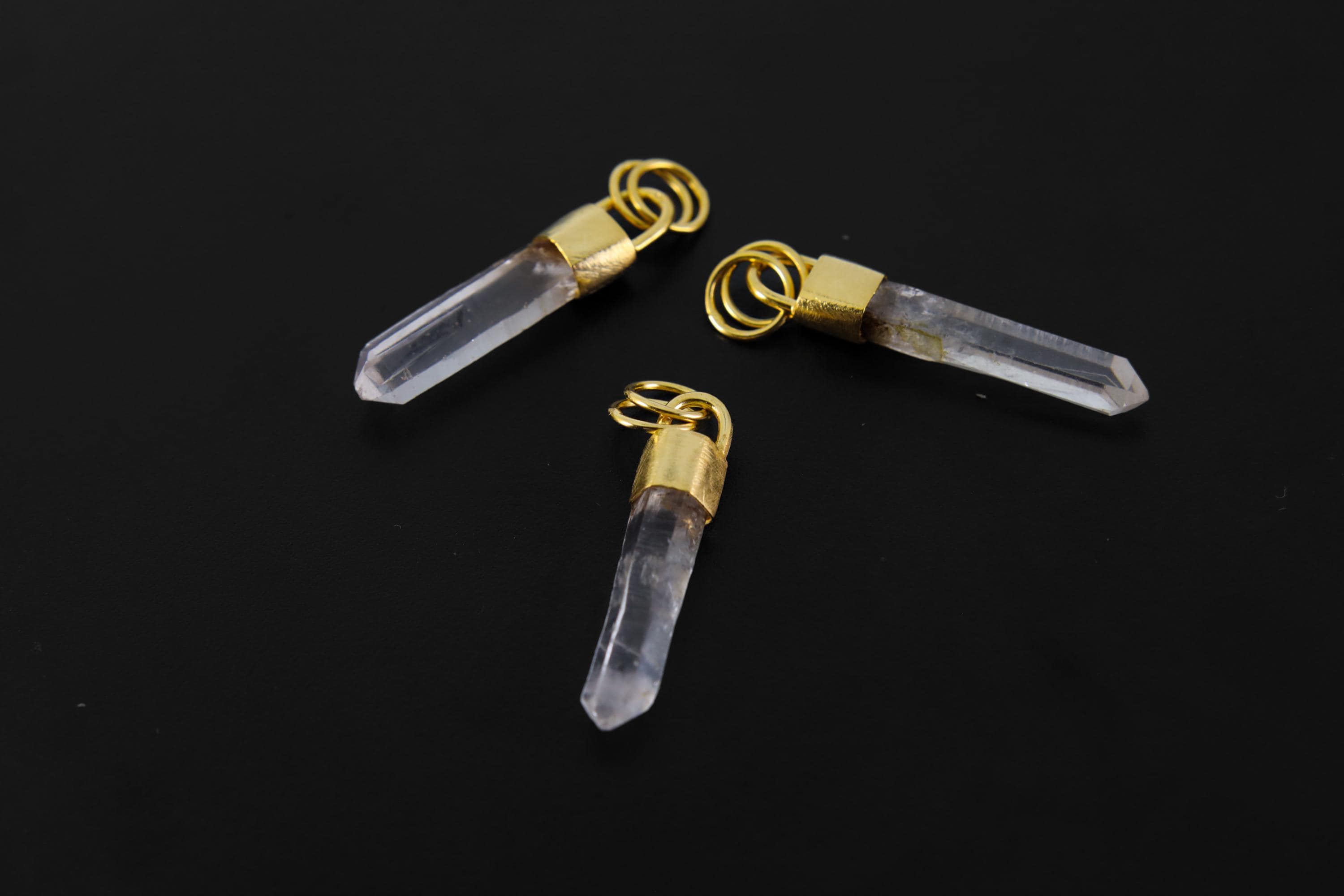 Gold Plated Sterling Silver Brushed Pendant Featuring Australian Fossicked Clear Quartz Point, Crystal Necklace, Crown Chakra, Leo Zodiac