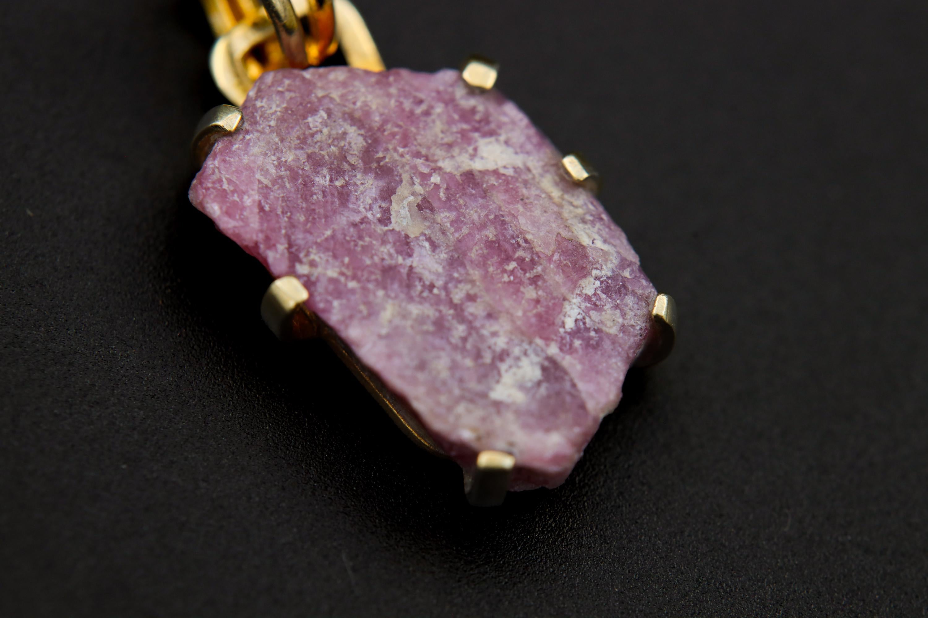 Natural Indian Ruby with Record Keepers, 18k Gold-Plated Sterling Silver, Raw Ruby & Mica Inclusion, Crystal Necklace, Unique Gift