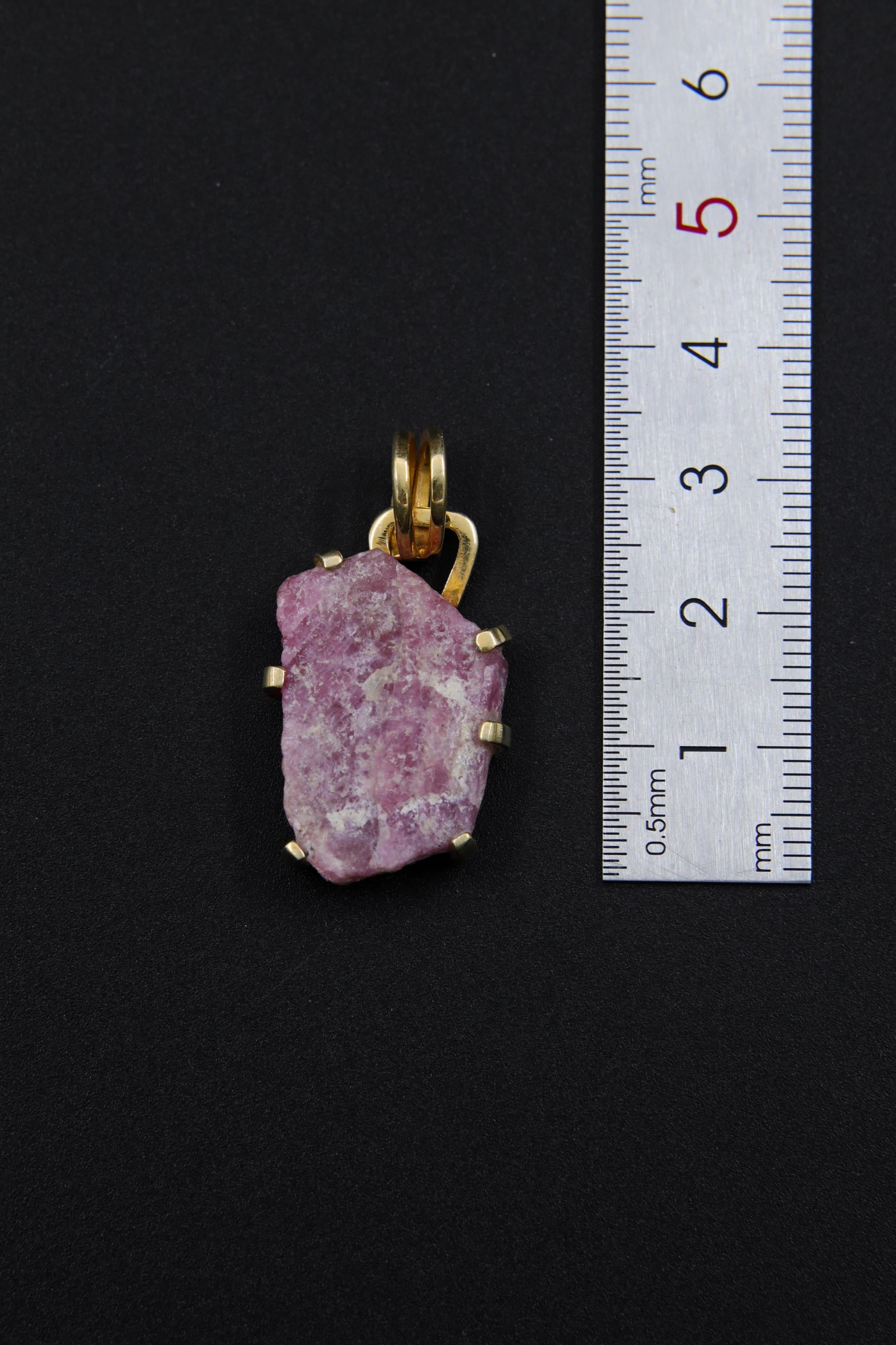 Natural Indian Ruby with Record Keepers, 18k Gold-Plated Sterling Silver, Raw Ruby & Mica Inclusion, Crystal Necklace, Unique Gift