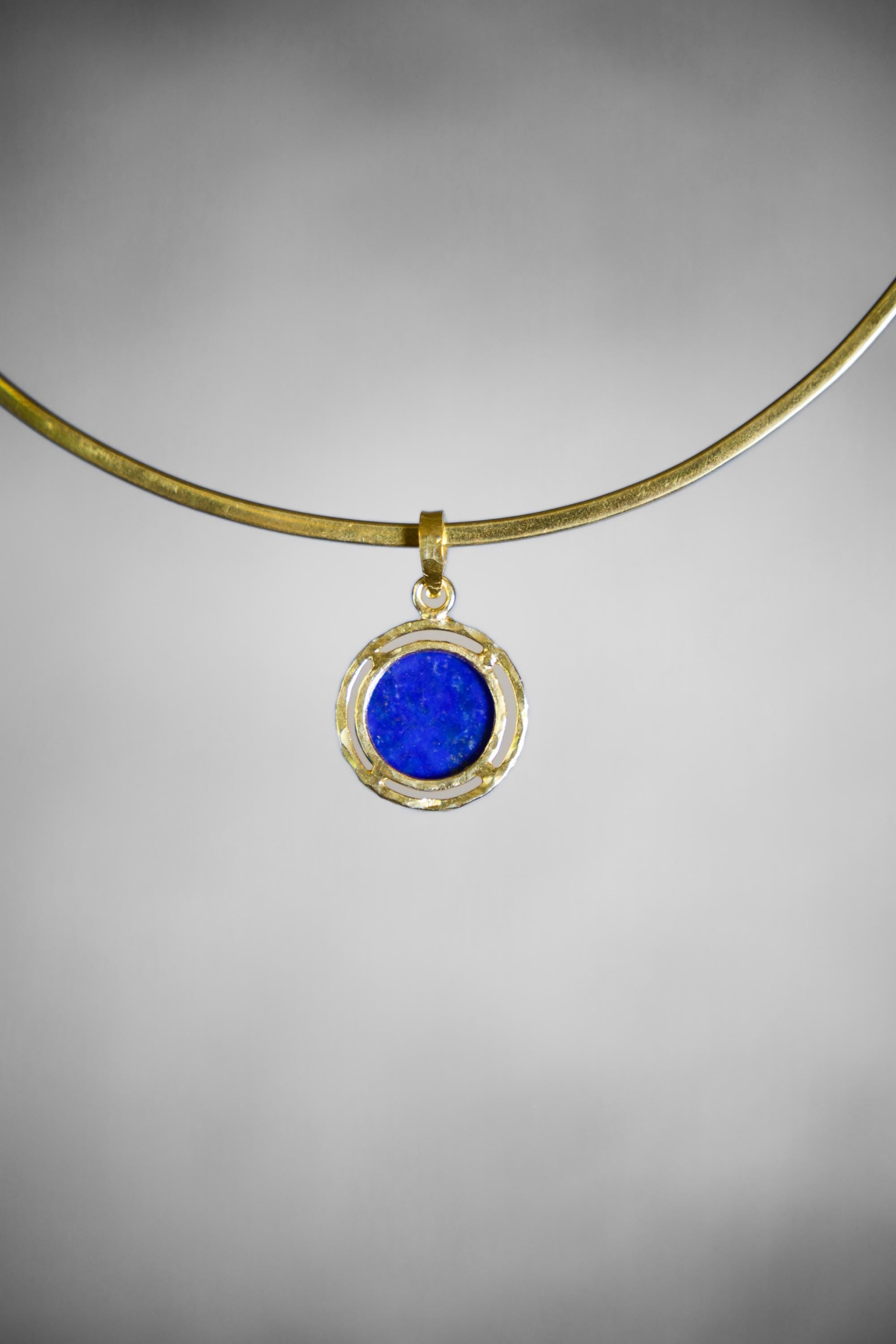 Lapis Lazuli & Pyrite Pendant, Sterling Silver, Claw Setting Hammer Textured 18k Gold Plated Throat Chakra Sagittarius Zodiac Unique Gift