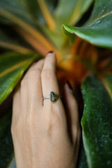 Natural River Found Australian Peridot - Thin Band Stack Ring - Size 5 3/4 US - 925 Sterling Silver - Hammer Textured