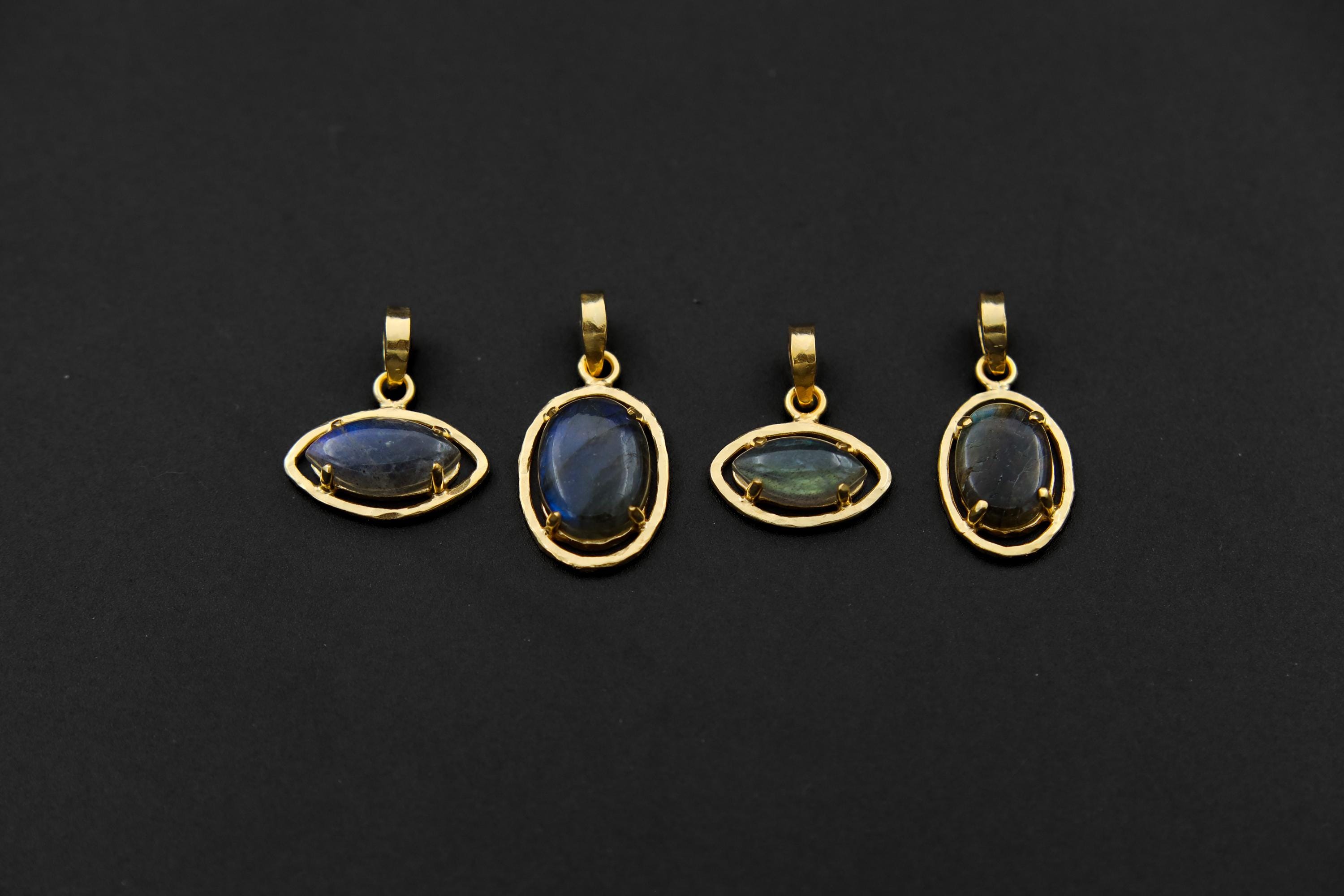 Madagascan Labradorite Pendant, Sterling Silver, Strong Claw Setting, Third Eye Chakra, Scorpio Zodiac, Unique Gift, 18k Gold Plated