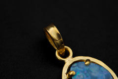 Opal Doublet Pendant, Sterling Silver, Strong Claw Setting, Hammer Textured, 18k Gold Plated, Crown Chakra, Unique Gift